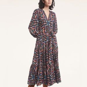 BROOKS BROTHERS Soft Dobby Tiered Quilt Print Dress